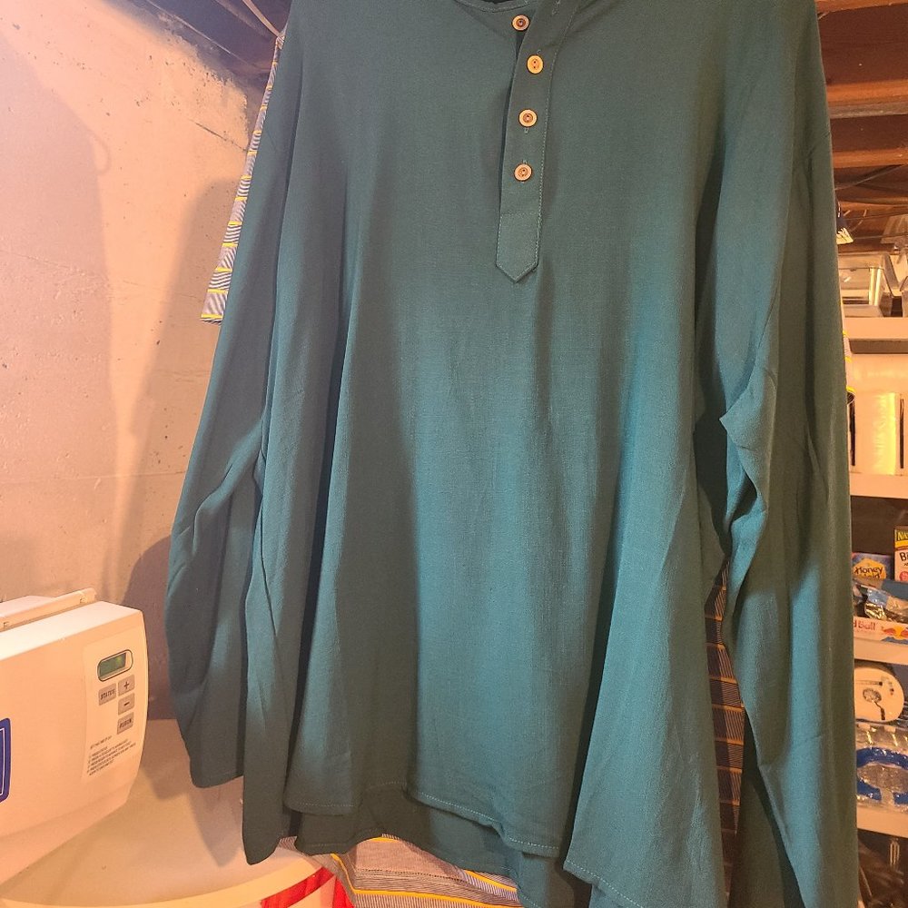 3/4 sleeve faux linen Henley